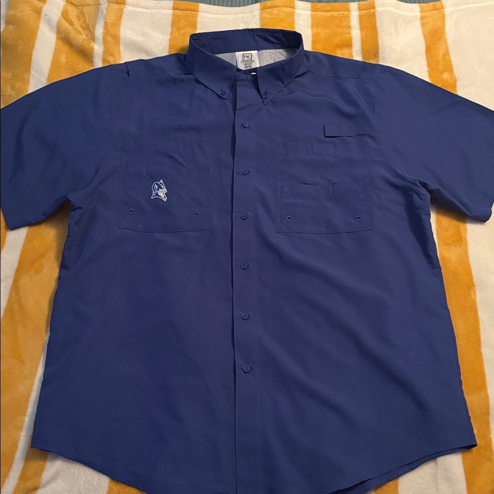 Pro Edge Men's Duke, Deep Blue Casual Button-Down Fishing Style Shirt.